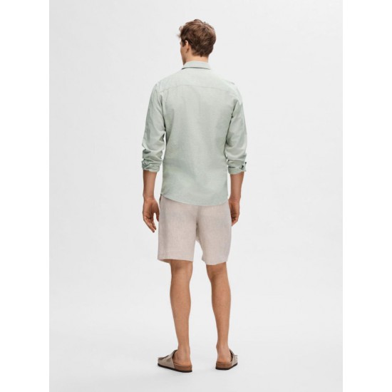 SELECTED Ανδρικό Πουκάμισο Λινό SLIMNEW-LINEN SHIRT LS CLASSIC 16079056-Olive Branch