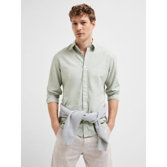 SELECTED Ανδρικό Πουκάμισο Λινό SLIMNEW-LINEN SHIRT LS CLASSIC 16079056-Olive Branch
