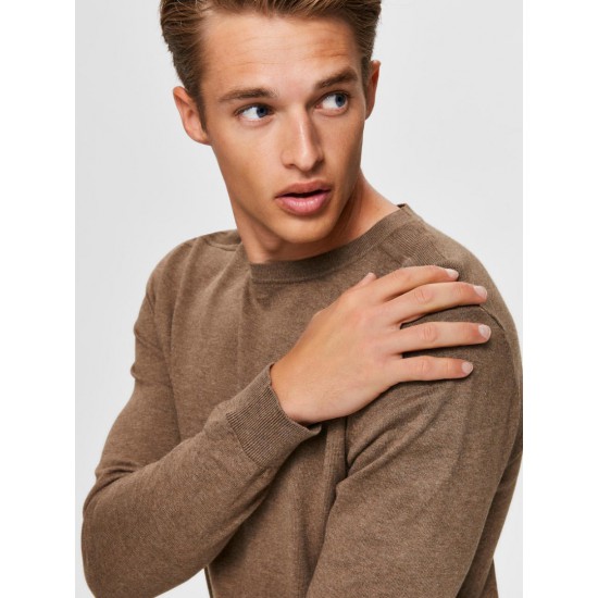 SELECTED Ανδρικό Πουλόβερ Βαμβακερό Regular Fit 16074682-Teak (Καφέ)