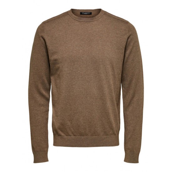 SELECTED Ανδρικό Πουλόβερ Βαμβακερό Regular Fit 16074682-Teak (Καφέ)