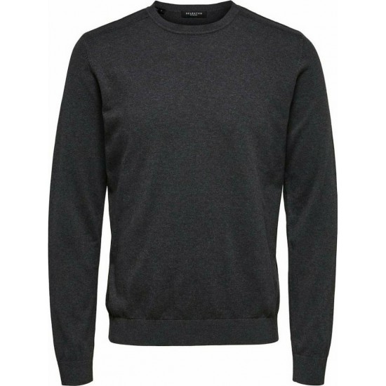 SELECTED Ανδρικό Πουλόβερ Βαμβακερό Regular Fit 16074682-Antracit(Ανθρακί)