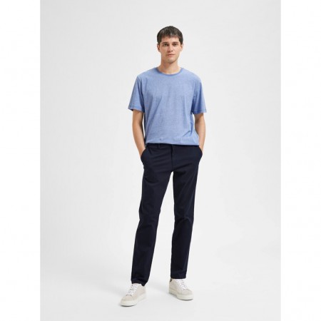 SELECTED Ανδρικό Βαμβακερό Παντελόνι Chino Regular Fit New Miles 16087663-Dark Sapphire (Μπλε Σκούρο)