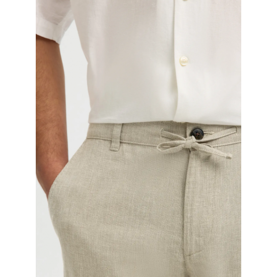 SELECTED Ανδρική Παντελόνα Λινό/Βαμβάκι SLH172-SLIMTAPE BRODY LINEN PANT NOOS 16087636-Vetiver(Λαδί)