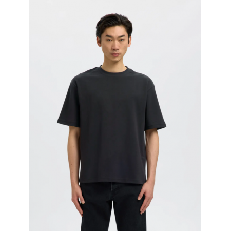 SELECTED Ανδρικό Βαμβακερό T-Shirt SLHLOOOSEOSCAR SS O-NECK TEE 16094143-Black(Μαύρο)