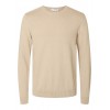 SELECTED Ανδρικό Πουλόβερ Βαμβακερό Regular Fit 16074682-Oatmeal (Μπεζ)