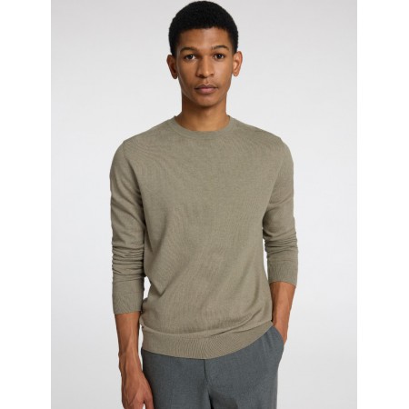 SELECTED Ανδρικό Πουλόβερ Βαμβακερό Regular Fit 16074682-Vetiver (Πράσινο Ανοιχτό)
