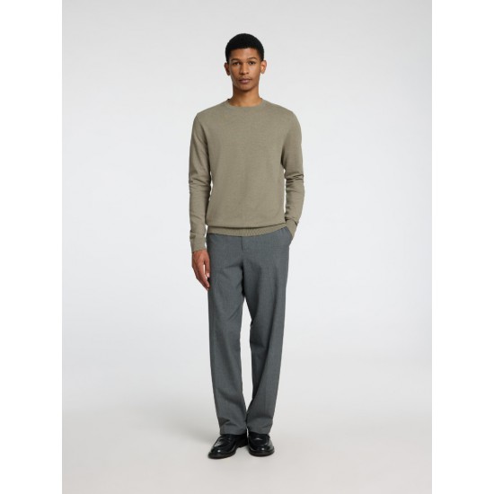 SELECTED Ανδρικό Πουλόβερ Βαμβακερό Regular Fit 16074682-Vetiver (Πράσινο Ανοιχτό)