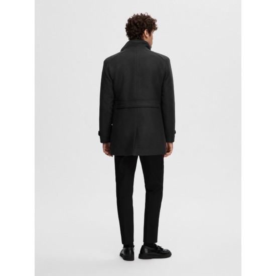 SELECTED Ανδρικό Μάλλινο Παλτό Regular Fit 16094322-Black (Μαύρο)