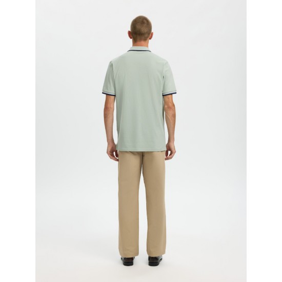 SELECTED Ανδρική Βαμβακερή Μπλούζα με Γιακά Slim Fit Atlas Sport Polo 16095852-Aqua Gray