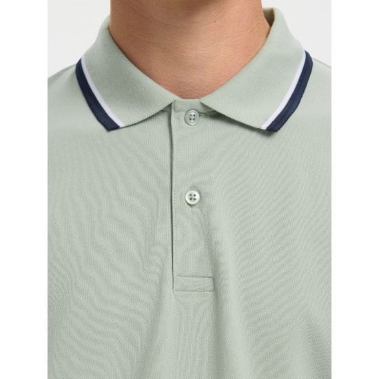 SELECTED Ανδρική Βαμβακερή Μπλούζα με Γιακά Slim Fit Atlas Sport Polo 16095852-Aqua Gray