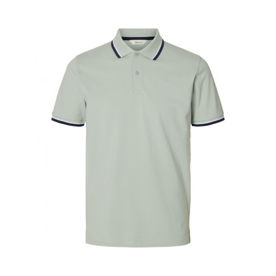 SELECTED Ανδρική Βαμβακερή Μπλούζα με Γιακά Slim Fit Atlas Sport Polo 16095852-Aqua Gray