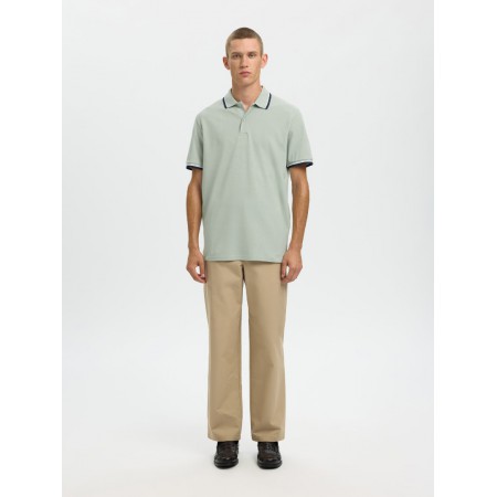 SELECTED Ανδρική Βαμβακερή Μπλούζα με Γιακά Slim Fit Atlas Sport Polo 16095852-Aqua Gray