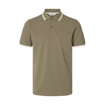 SELECTED Ανδρική Βαμβακερή Μπλούζα με Γιακά Slim Fit Atlas Sport Polo 16095852-Vetiver(Μπεζ)