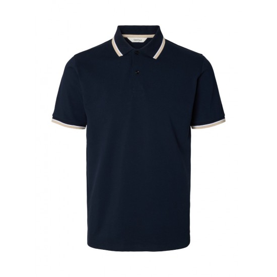 SELECTED Ανδρική Βαμβακερή Μπλούζα με Γιακά Slim Fit Atlas Sport Polo 16095852-Sky Captain(Μπλε)