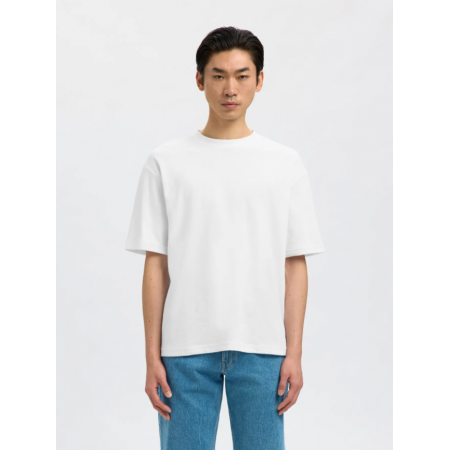 SELECTED Ανδρικό Βαμβακερό T-Shirt SLHLOOOSEOSCAR SS O-NECK TEE 16094143-Bright White(Λευκό)
