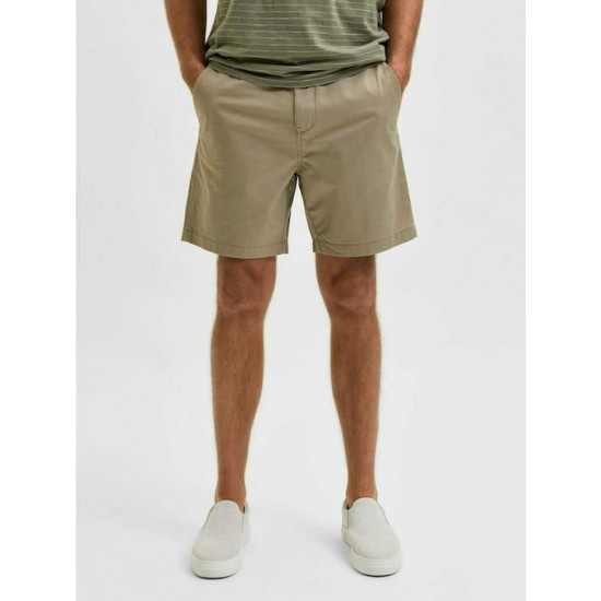 SELECTED Ανδρική Βερμούδα Chino COMFORT-HOMME FLEX SHORTS 16083844-Chinchilla