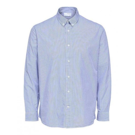 SELECTED Ανδρικό Πουκάμισο Ριγέ SLHREGDORE SHIRT LS 16088356-Sky Captain Stripes