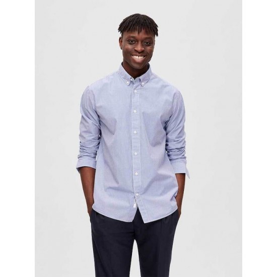 SELECTED Ανδρικό Πουκάμισο Ριγέ SLHREGDORE SHIRT LS 16088356-Sky Captain Stripes