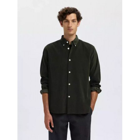 SELECTED Ανδρικό Βαμβακερό Κοτλέ Πουκάμισο Regular Fit 16098418-Deep Forest (Πρ΄ασινο)