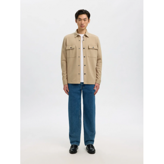 SELECTED Ανδρικό Βαμβακερό Overshirt SLHJACKIE SWEAT JACKET 16085115-Incense(Μουσταρδί)