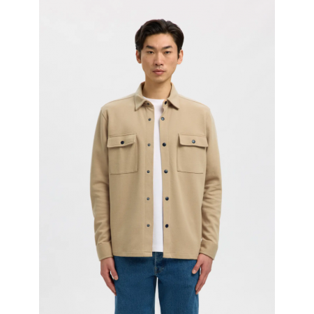 SELECTED Ανδρικό Βαμβακερό Overshirt SLHJACKIE SWEAT JACKET 16085115-Incense(Μουσταρδί)