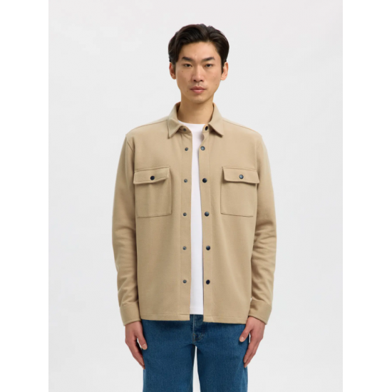 SELECTED Ανδρικό Βαμβακερό Overshirt SLHJACKIE SWEAT JACKET 16085115-Incense(Μουσταρδί)