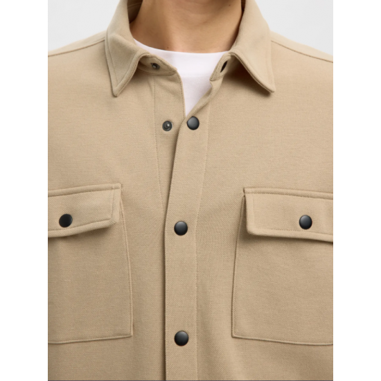 SELECTED Ανδρικό Βαμβακερό Overshirt SLHJACKIE SWEAT JACKET 16085115-Incense(Μουσταρδί)