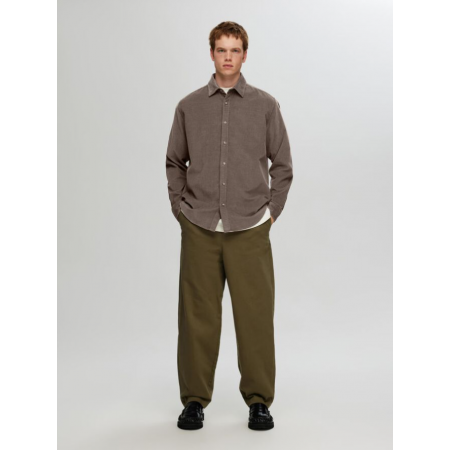 SELECTED Ανδρικό Πουκάμισο Κοτλέ Reg Fit Cord Shirt 16090182-Morel (Καφέ)
