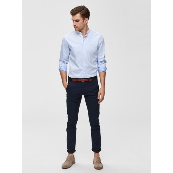 SELECTED Ανδρικό Παντελόνι Chino Slim Fit με ζώνη - 16048759 (Μπλε)