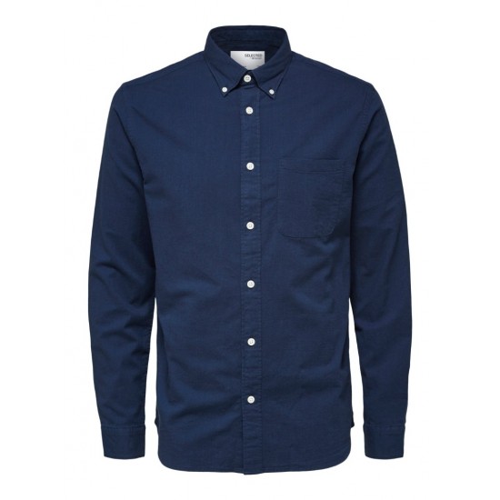 SELECTED Ανδρικό Πουκάμισο Oxford Premium Cotton 16077359-Moonlit Ocean (Μπλε)