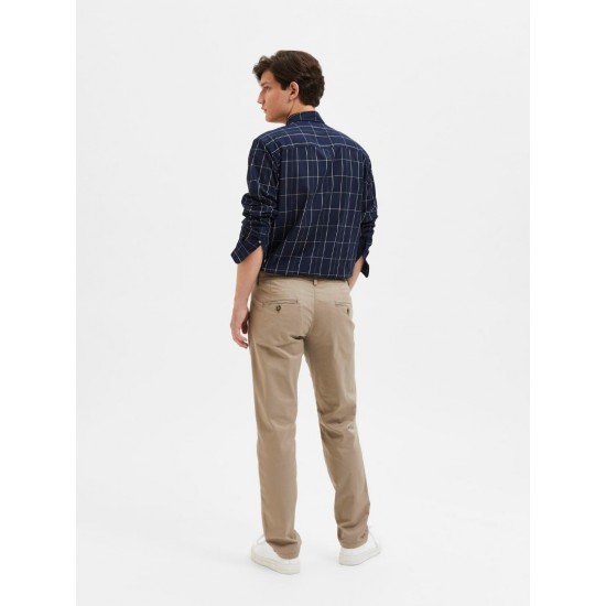 SELECTED Ανδρικό Παντελόνι Chino Slim Fit Organic Cotton 16091677-Greige (Μπεζ)