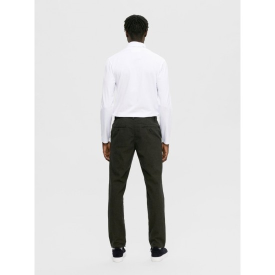 SELECTED Ανδρικό Παντελόνι Chino Brushed Slim Fit Mid Rise 16090139-Forest Night (Χακί)