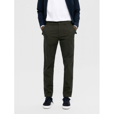 SELECTED Ανδρικό Παντελόνι Chino Brushed Slim Fit Mid Rise 16090139-Forest Night (Χακί)