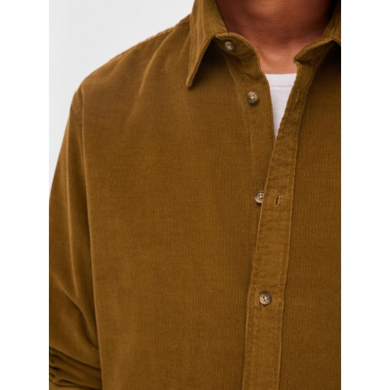 SELECTED Ανδρικό Πουκάμισο Κοτλέ Reg Fit Cord Shirt 16090182-Butternut (Καφέ)