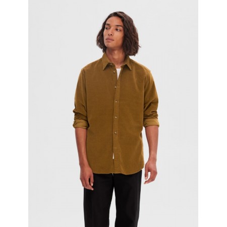 SELECTED Ανδρικό Πουκάμισο Κοτλέ Reg Fit Cord Shirt 16090182-Butternut (Καφέ)	