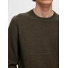 SELECTED Ανδρικό Βαμβακερό Πλεκτό Structure Crew Neck Regular Fit 16094385-Forest Night (Χακί)