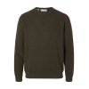 SELECTED Ανδρικό Βαμβακερό Πλεκτό Structure Crew Neck Regular Fit 16094385-Forest Night (Χακί)