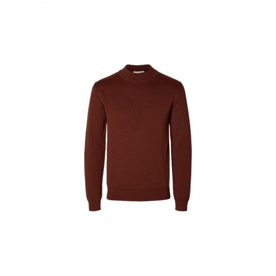 SELECTED Ανδρικό Πλεκτό Λουπέτο LS Knit Mock Neck 16086643-Cherry Mahogany (Κεραμιδί)