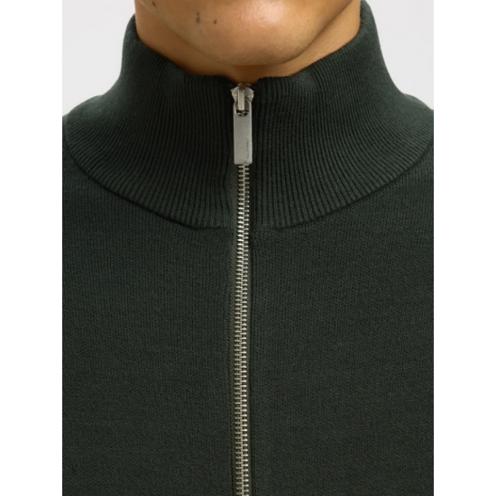 SELECTED Ανδρική Πλεκτή Ζακέτα Relaxed Fit Zip Cardigan 16099572-Deep Forest(Πράσινο)