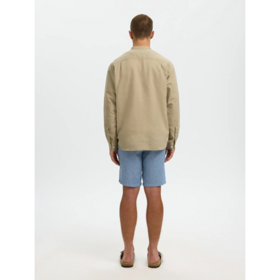 SELECTED Ανδρικό Λινό Πουκάμισο SLHREGCLAY LINENBLEND 16100086-Pure Cashmere(Πούρο)