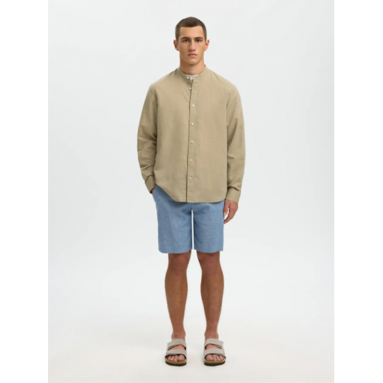 SELECTED Ανδρικό Λινό Πουκάμισο SLHREGCLAY LINENBLEND 16100086-Pure Cashmere(Πούρο)