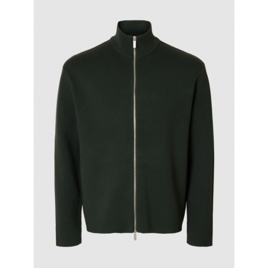 SELECTED Ανδρική Πλεκτή Ζακέτα Relaxed Fit Zip Cardigan 16099572-Deep Forest(Πράσινο)