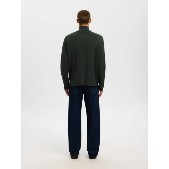 SELECTED Ανδρική Πλεκτή Ζακέτα Relaxed Fit Zip Cardigan 16099572-Deep Forest(Πράσινο)