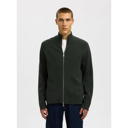 SELECTED Ανδρική Πλεκτή Ζακέτα Relaxed Fit Zip Cardigan 16099572-Deep Forest(Πράσινο)