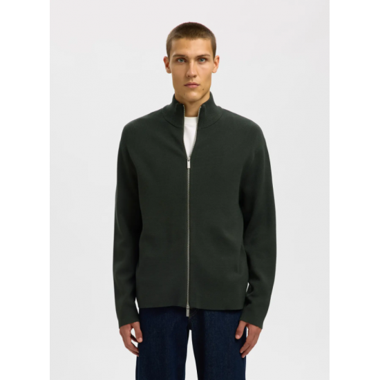 SELECTED Ανδρική Πλεκτή Ζακέτα Relaxed Fit Zip Cardigan 16099572-Deep Forest(Πράσινο)