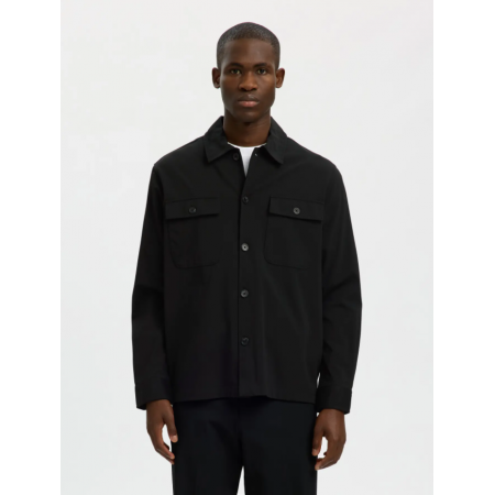 SELECTED Ανδρικό Βαμβακερό OVERSHIRT SLHREG LORENT BI-STRETCH 16099821-Black(Μαύρο)