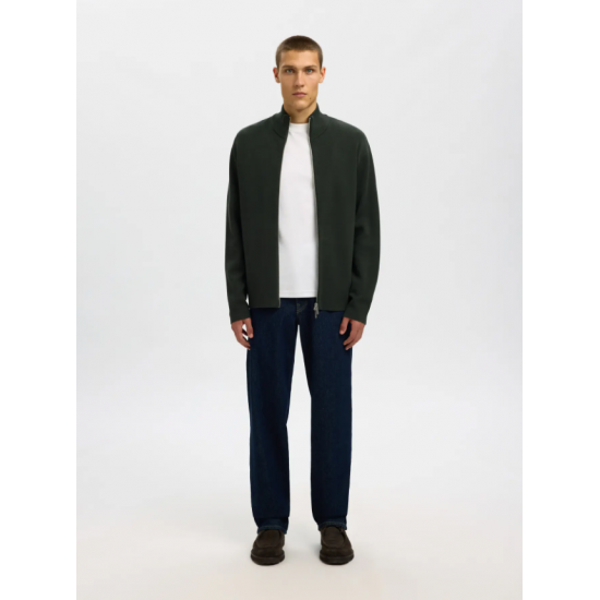 SELECTED Ανδρική Πλεκτή Ζακέτα Relaxed Fit Zip Cardigan 16099572-Deep Forest(Πράσινο)