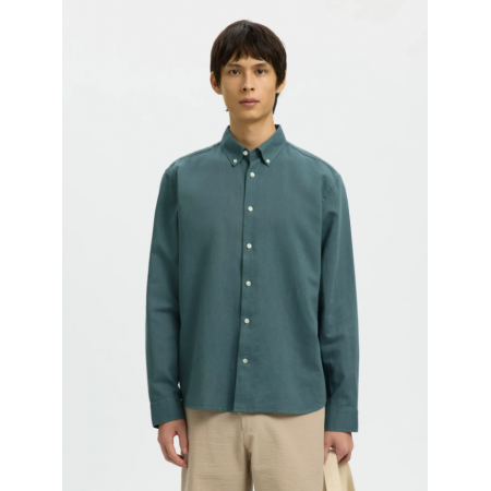 SELECTED Ανδρικό Λινό Πουκάμισο SLHREGCLAY LINENBLEND 16100326-Balsam Green(Πετρόλ)