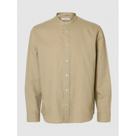 SELECTED Ανδρικό Λινό Πουκάμισο SLHREGCLAY LINENBLEND 16100086-Pure Cashmere(Πούρο)