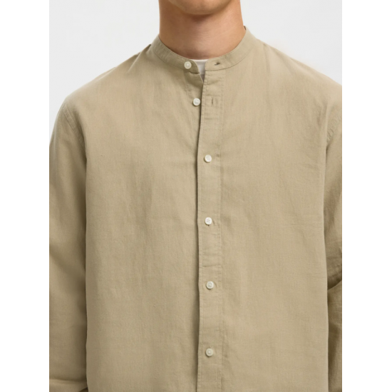 SELECTED Ανδρικό Λινό Πουκάμισο SLHREGCLAY LINENBLEND 16100086-Pure Cashmere(Πούρο)